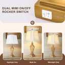 Vintage Table Lamps Set of 2, 28.5'' Tall Antique Gold Bedside Lamps with Fabric Shades, USB A+C Charging Ports & Night Light, Farmhouse Nightstand Lamps for Bedroom Living Room Office (Bulb Included)
