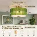 AUQUEE 13.8" Gold Flush Mount Ceiling Light, 3-Light Vintage Green Ribbed Glass Light Fixtures Ceiling Mount, Anti-Glare Close to Ceiling Lamp for Kitchen, Bedroom, Hallway, Entryway, Living Room, Large