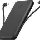 Belkin Portable Charger Power Bank for iPhone/Android (10,000mAh), 23W Battery Pack with Integrated USB-C, Lightning Cables, Pass-Through Capability, Charge 2 Devices at Once, Phone Charger Power Bank