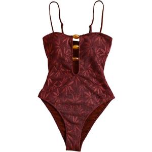 SOLY HUX Women's One Piece Swimsuit Cutout Bathing Suits High Cut Swimwear Vacation Cruise Wear, Small