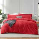 Hearth & Harbor Red Duvet Cover King Size - 3 Piece Soft Double Brushed Bedding Set - Includes 1 King Duvet Cover with Button Closure 104x90 inches and 2 Pillow Shams