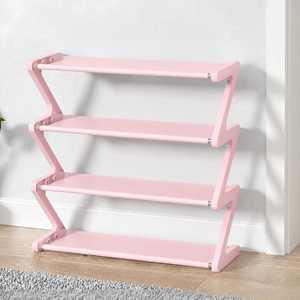 RILBOX Simple Shoe Rack Organizer Cabinet Cloth Partition Shoe Storage Shelf Easy Assembly for Small Space, Entryway 4 Tier - 17.7" W Hold 8 Pairs