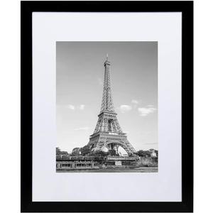 12 x 16 Inch Black Photo Frame with Cardboard Backing, Modern PVC Picture Display for Wall or Tabletop in Horizontal or Vertical Orientation