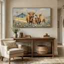Cuspin Large Highland Cow Wall Art for Living Room, 60x30 In