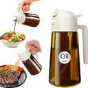 YARRAMATE 16oz/470ml Light Blocking Oil Sprayer for Cooking with Stickers, Food-Grade 2 in 1 Olive Oil Dispenser Bottle for Kitchen, Premium Dark Amber Glass Oil Bottle for Air Fryer, BBQ(White)