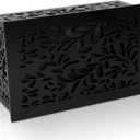 Doorbell Chime Cover Box Only, Wood Doorbell Cover Inside Decorative Door Bell Chime Box Covering Black Door Bell Cover for Indoor/Outdoor Home Wall (Type 2 Black)