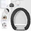 Microfiber Elongated Toilet Seat Cover 19.5"x 15" Machine Washable Solid Toilet Lid Cover Adjustable Rubber Backing Fits Only 18-19.5" L x 14-16" W Elongated Toilet Seat