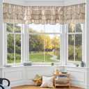 Jinchan Ruffled Valance Curtain for Window Kitchen Valance Living Room Farmhouse Rustic 18 Inch Light Filtering Sheer Voile Shabbychic Light Beige Valance Small Window Treatment Rod Pocket 1 Panel