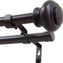 H.VERSAILTEX Double Curtain Rods for Windows 16.2 to 43.8 Inches, 3/4 inch Diameter, Adjustable Decorative Telescoping Heavy Duty Drapery Rod, Bronze