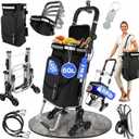 Folding Cart With Wheels Waterproof 88 lb, Phone Support & Elastic Ropes for Grocery Shopping – Grocery Cart On Wheels Foldable - Carts With Wheels For Groceries, Shopping Carts For Groceries Foldable