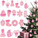 Pink Candy Ornaments for Christmas Tree Decorations, 12 PCS Soft PVC Candy Sweet Christmas Ornaments for Xmas Tree Party, Home, Office Decor