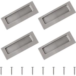 MOROBOR Rectangular Insert Sliding Door Pulls, 4 Pcs Stainless Steel Flush Closet Door Pulls Recessed Finger Flush Pulls for Pocket Door Wardrobe Cupboard
