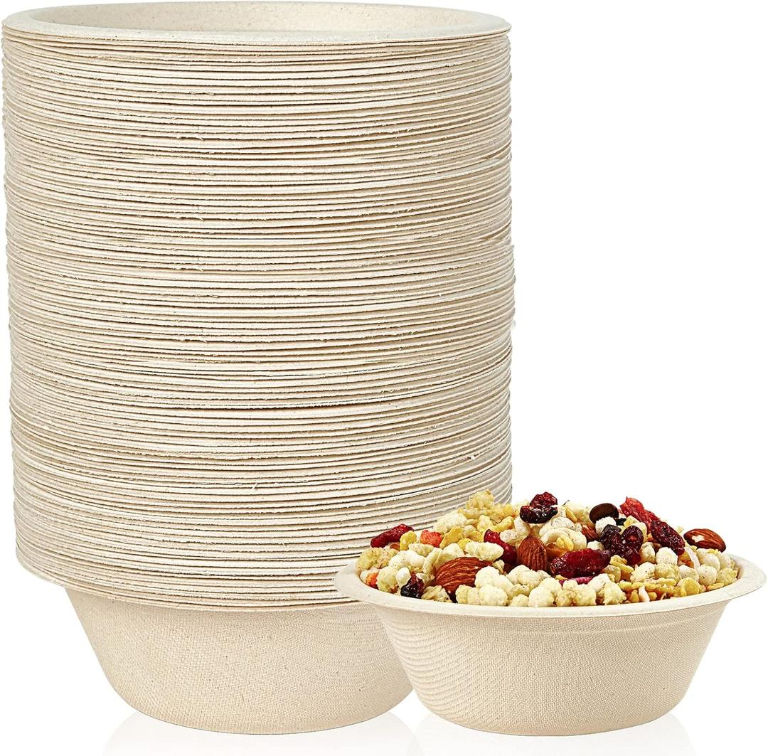 ECOLipak 12 oz Paper Bowls, [150-Pack] Compostable Paper Bowls Bulk, Heavy-duty Disposable Soup Bowls for Hot And Cold Food