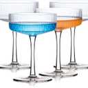 Handblown Crystal Coupe Glasses Set of 4, 9 oz Martini Glass Set with Stem, Elegant Cocktail Glasses for Bar, Margarita, Cosmopolitan, Manhattan, Gimlet, Unique Gift, Mother's Day