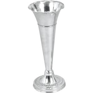 The Novogratz Aluminum Metal Decorative Vase Flute Shaped Centerpiece Vase, Flower Vase for Home Decoration 6" x 6" x 15", Silver