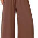 NIMIN Palazzo Pants for Women Wide Leg High Waisted Slack 2026 Summer Flowy Beach Casual Clothes with Pockets (Brown, L)