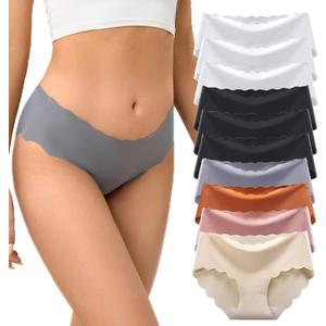 Women's Seamless Hipster No Show Invisible Ice Silk Stretch Underwears Pack Bikini Underwear Panty, S