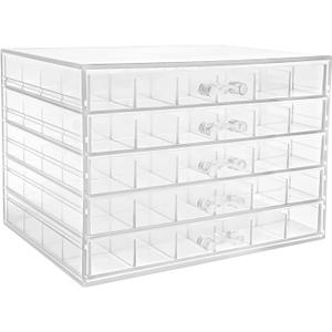 120 Grids Bead Organizer, Acrylic Craft Storage with 5 Drawers for Nail Art, Jewelry, Crafts, Small Accessories (Clear)