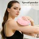 Teenitor Powder Puff 5.5" Extra Large Powder Puff and Container, Dusting Powder Container with Puff, Glass Crystal Powder Container for Body Powder Puff Pink