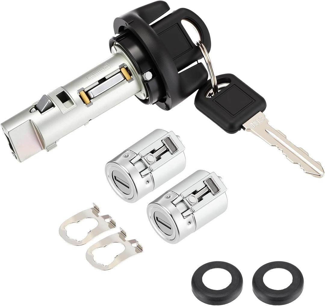 Ignition Switch Lock Cylinder and Door Lock Cylinder Set with Keys Compatible with Chevy C/k Pickup Compatible with GMC C/k Pickup (1995-1997)