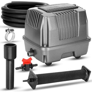 Pond Aeration Kit|Linear Aeration Pump Kit| Koi Pond Aerator | For Pond up to 5000 Gallons 1.06CFM 4.35PSI 18W| Includes One 20ft Rubber Airlines and Diffusers