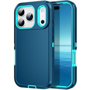 for iPhone 17 Pro Max Case Heavy Duty Shockproof Dust/Drop Poof 3 Layers Full Bady Protection Rugged Cover Case for iPhone 17 Pro Max 6.9",Turquoise