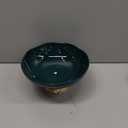 Ceramic Fruit Bowl,10 Pedestal Bowl, Decorated Fruit Tray for Kitchen Counter and Dining Table, Footed Bowls for Afternoon Tea Parties, Bread and Salad Bowl with Golden Feet. (green)