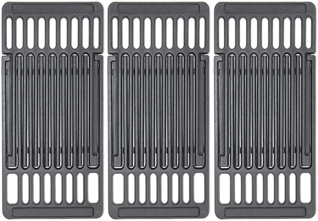 PCBZ0B (3-Pack) 8 inch wide Adjustable Cast Iron Cooking Grate Replacement for BBQ Grills Gas Eletric Grills, Universal Cooking Grids Extend from 14" up to 20" L