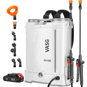Battery Powered Backpack Sprayer 4 Gallon, 21V 2.6Ah Electric Weed Pump Sprayer with 6 Nozzles, Telescopic Wand (Stainless Steel + Plastic) for Garden Weed Lawn Yard Clean, Charger Included