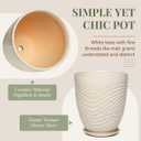 11.8 Inch Modern Ceramic Plant Pot with Saucer, Flower Pot with Drainage Hole Mesh Net,Indoor Outdoor Planter (Silk White)