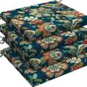 LVTXIII Outdoor Seat Cushions Set of 4 Square Corner Chair Cushions with Ties, Patio Chair Pads for Home Office and Patio Garden Furniture Decoration 18.5"x16"x2", Peacock Blue