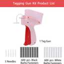 Tagging Gun for Clothing, Tag Gun Kit for Clothes, Quick Clothing Fixer, Mini Quick Sewing Gun with Storage Box, Micro Garment Tag Gun for Clothes with 5 Needles 1200 Pcs Fasteners Pink