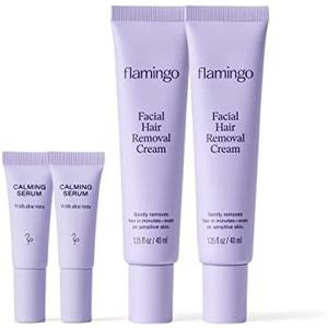 Flamingo Women's Facial Hair Removal Cream with Calming Serum - (1 Pack) 1.35 fl oz - Removes Hair from Chin, Upper Lip, and Sideburns