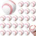 24 Pieces Dimpled Baseballs with Red Seam Pitching Machine Baseballs for Hand Eye Coordination Batting Hitting Training and Fielding Practice (9 Inch, White)