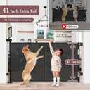 Reinforced 41 Inch Extra Tall Baby Gate 55" Wide Retractable Dog Gate with Support Rods – Prevents Crawling Under, Indoor Extra Tall Dog Gate Retractable Baby Gates Outdoor Retractable Gate, Black
