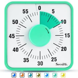 Secura Home 60-Minute Visual Timer, 7.5 Inch Oversize Countdown Timer Clock for Kids and Adults, Durable Mechanical Time Management Tool with Magnetic Backing （Emerald）