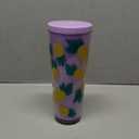 Pineapple And Purple Acrylic Travel Tumbler with Straw For Iced Coffee or Water. 24 Ounce.
