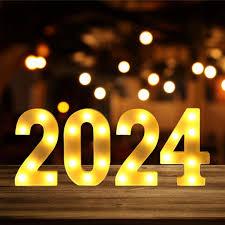 LED Light Up Number 2024 for New Year Christmas Party Decor, Marquee Graduation Party Decor, 4 Lights