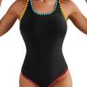 Herseas One Piece Swimsuit Women Slimming Tummy Control Bathing Suit Crisscross Back Athletic Modest Swim Suit 2026 (Black, XXL)