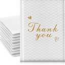 Thank You Bubble Mailers 6x10'' 25 Pack, Self Sealing Padded Envelopes, Strong Adhesion Bubble Envelopes, Waterproof Mailing Envelopes, Cushioning Shipping Envelopes - White