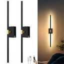 iThird Battery Operated Wall Sconces Set of 2: 10000mAh Rechargeable Wall Lights with Remote Control, 360° Rotate Wireless Wall Scone Decor for TV/Mirror Bedroom Living Room, 31.5 Inch, Black