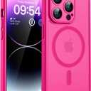 TOCOL Magnetic for iPhone 14 Pro Case, Upgraded Full Camera Protection, Compatible with Magsafe, Drop Protection, Translucent Matte Back Bumper Phone Cover 6.1-Inch (Hot Pink)