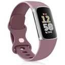 Meliya for Fitbit Charge 6 / Charge 5 Bands Women Men, Soft Silicone Adjustable Wristband Replacement Sport Straps for Fitbit Charge 5 / Charge 6 (Smoke Violet, Small)