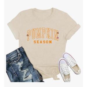 IFQ Pumpkin Shirts for Women Fall Season T-Shirt Halloween Thanksgiving Autumn Crewneck Tee XL