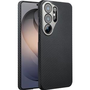 Carbon Fiber for Samsung Galaxy S26 Ultra Case,Built-in Full Camera Lens Cover Protector 600D Aramid Fiber Galaxy S26 Ultra Phone Case, Thin Slim & Light Compatible with MagSafe [Black/Gray]