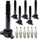 6pcs Ignition Coil and Spark Plugs Replacement for Ford Fusion 2006-2012, Escape 2009-2012 & Lincoln Zephyr 2006 & Mercury Mariner 2009-2011, Milan 2006-2011, 3.0L 6-PC Set
