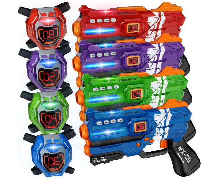 Laser Tag Guns Set of 4 Laser Tag Guns with Digital LED Score Display Vests,Gifts for Teens and Adults Boys & Girls,Adults and Family Fun,Gift for Kids Ages 8 9 10 11 12+Year Old Boy 