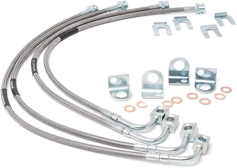 Rough Country Stainless Brake Lines for Jeep Wrangler JK w/4-6" Lift (2007-2018) - 24" FR & 22.5"RR Brake Line