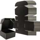 4x4x2 inches Small Shipping Boxes Set of 100 - Black Mailer Corrugated Cardboard Boxes for Shipping Packaging Mailing Products