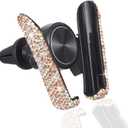 ATMOMO Gold with AB Color Plated Bling Crystal Car Phone Mount Universal Air Vent Car Phone Holder Dashboard Phone Mount Stand Holder